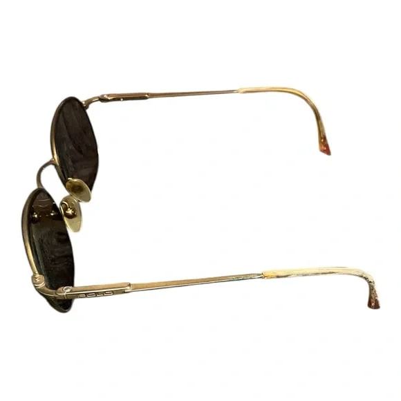Polo Ralph Lauren Gold Oval Sunglasses Brown Lenses Vintage Style